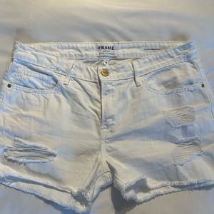 Frame white denim shorts